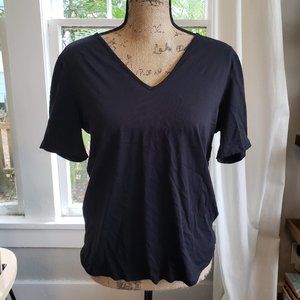 Black Sheer Lace Back Open Back Sandro Short Sleeve Top Size 2